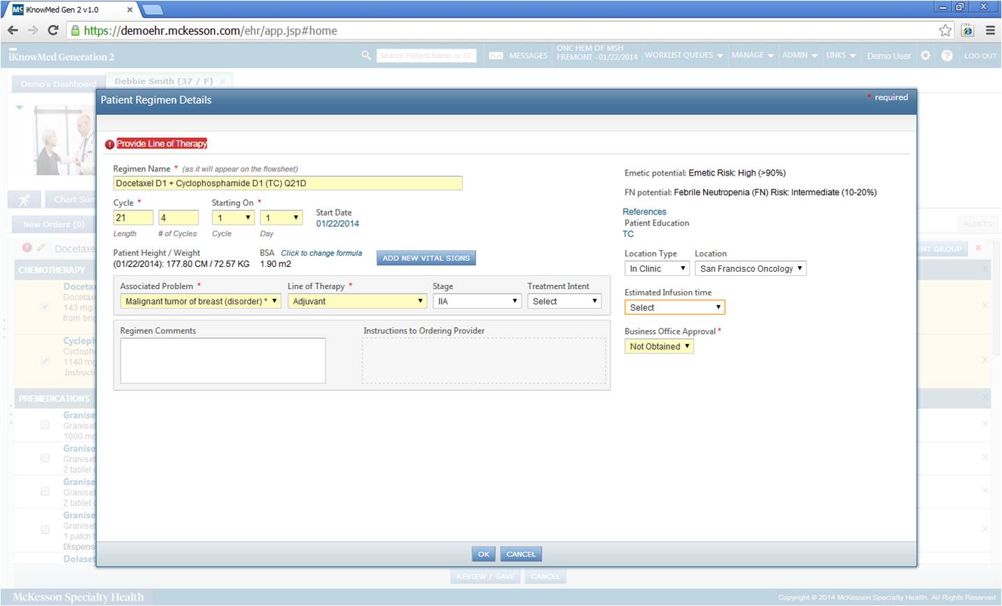 McKesson oncology patient dashboard.