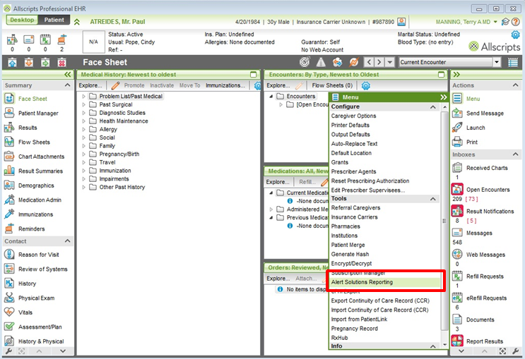 Allscripts dashboard