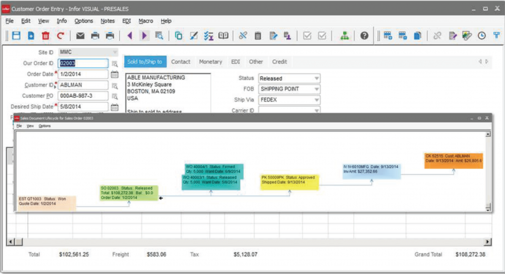 Screenshot of Infor VISUAL