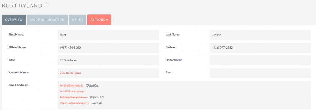 Contact View in SuiteCRM