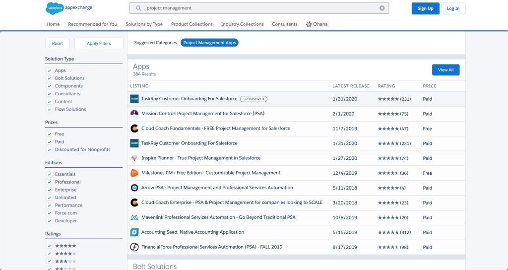 Screenshot of the Salesforce AppExchange.