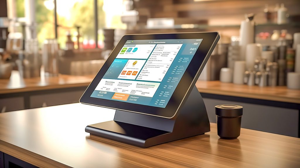 POS system on a restaurant cashier.