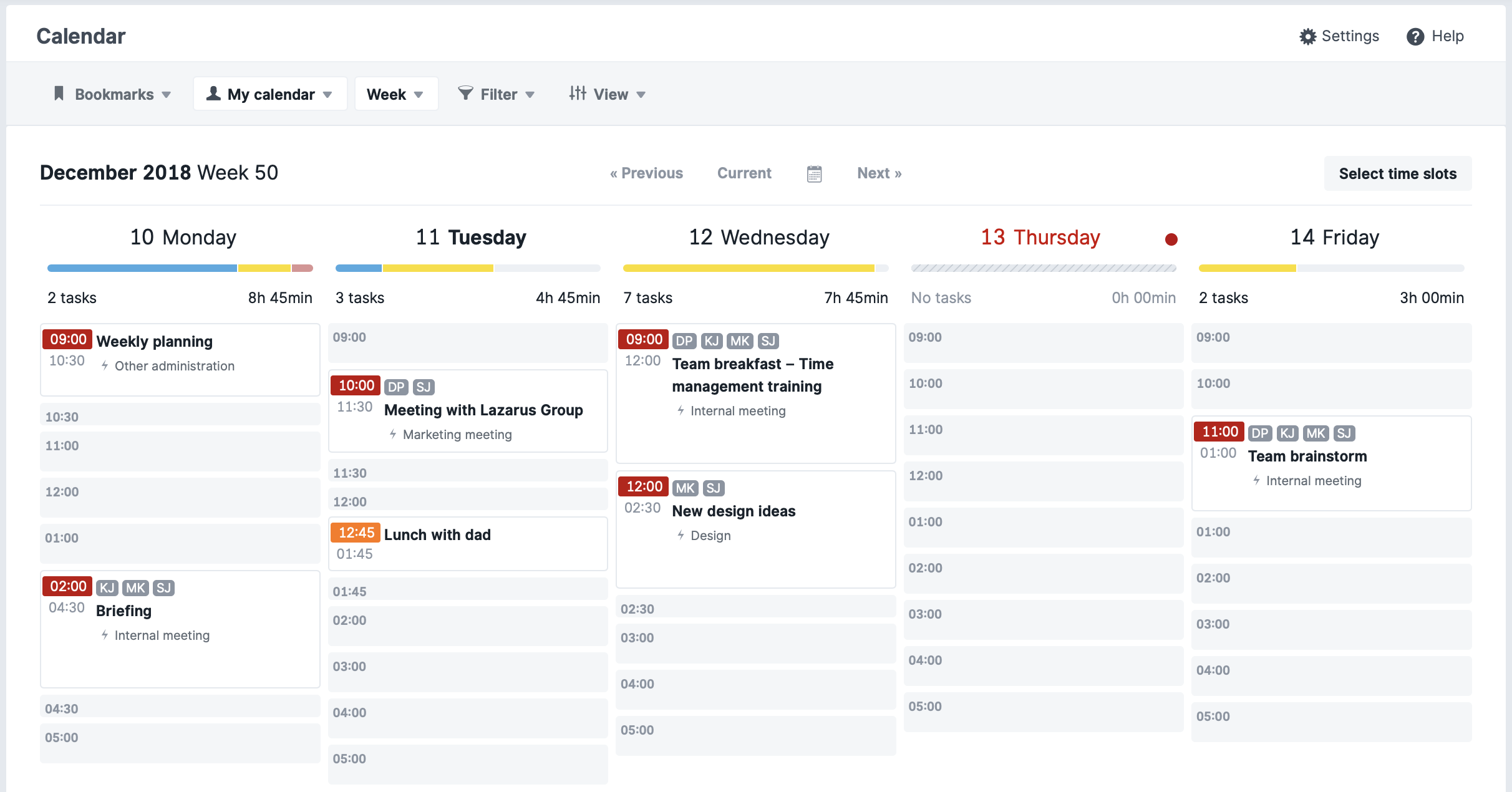 scoro task management calendar view.