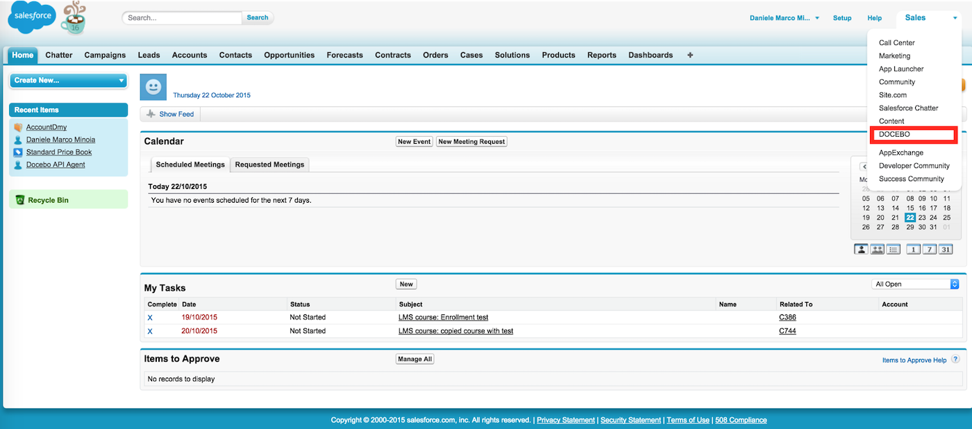 Docebo integrates with Salesforce to streamline sales training.