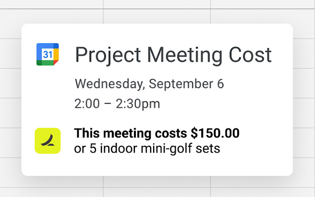 Ramp displays a project meeting cost estimate of $150 for a 30-minute meeting.