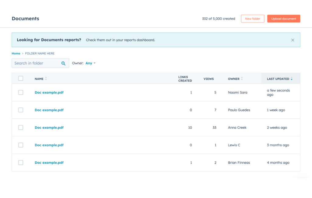 Showing how to search content documents in HubSpot.