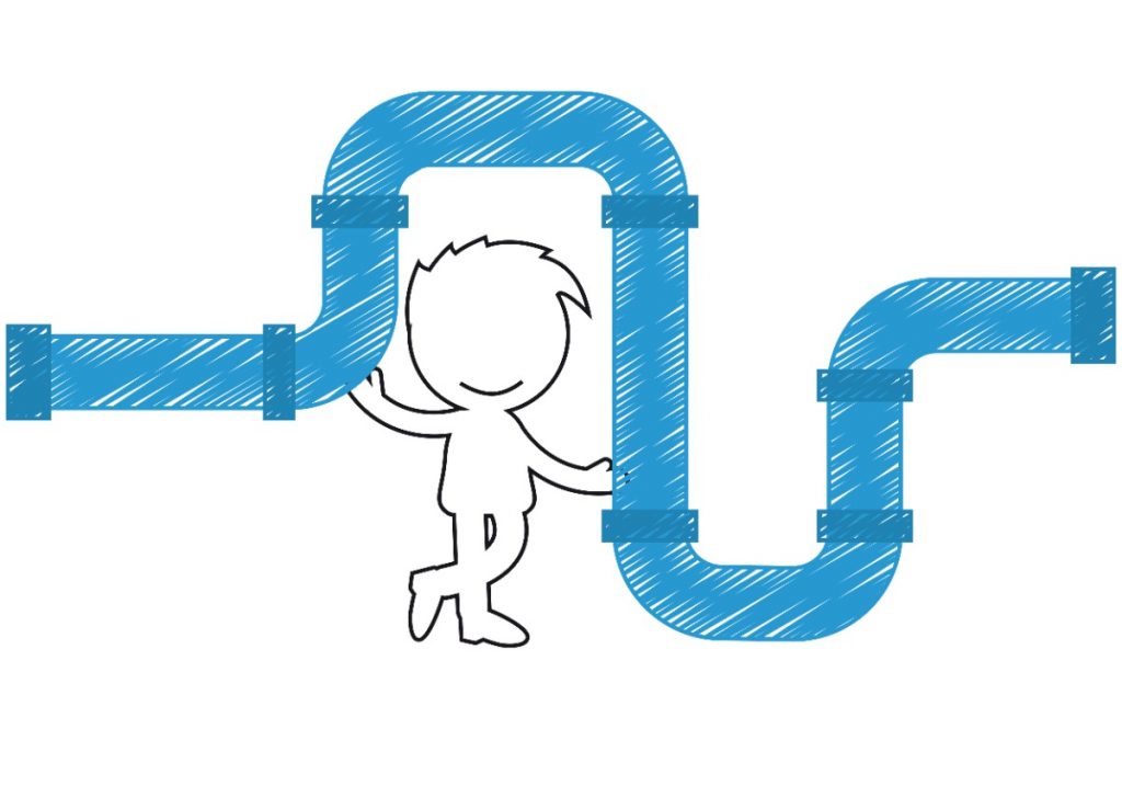sales pipeline analysis illustration with man standing below