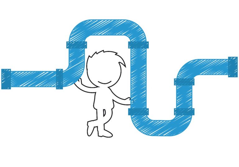 sales pipeline analysis illustration with man standing below