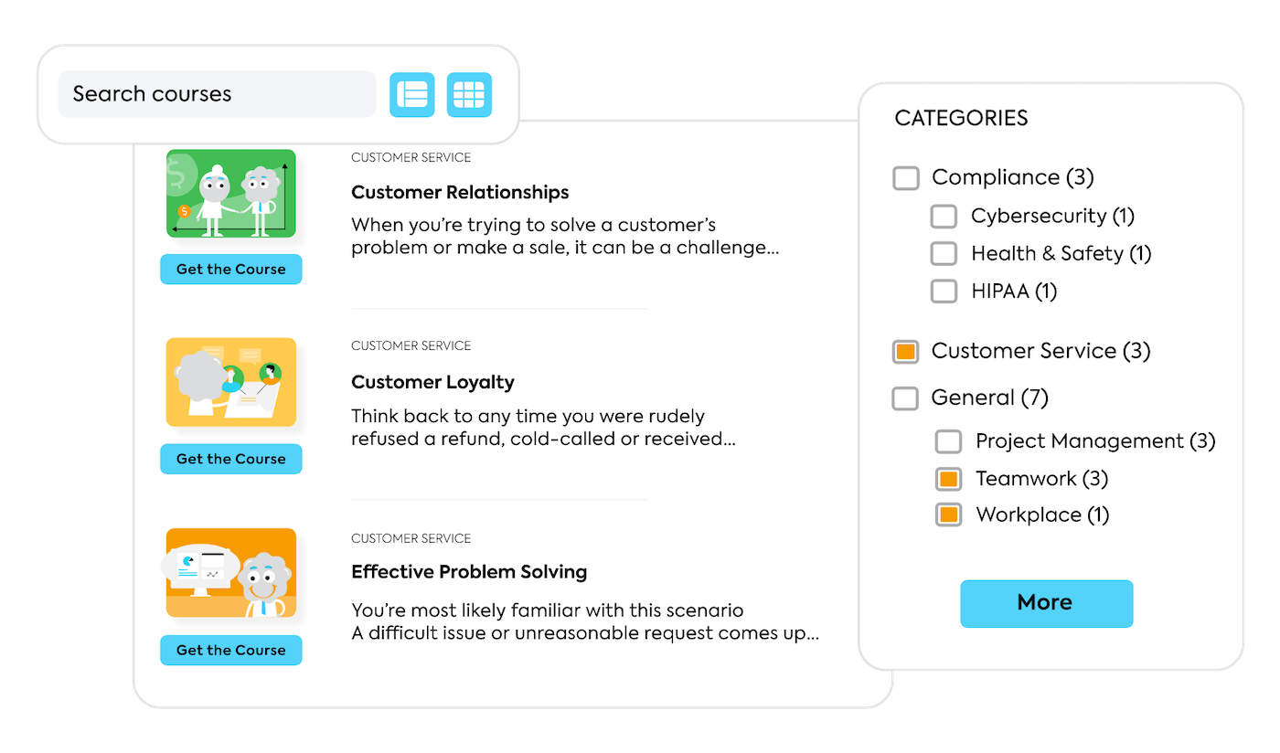 Screenshot of TalentLMS onboarding courses.