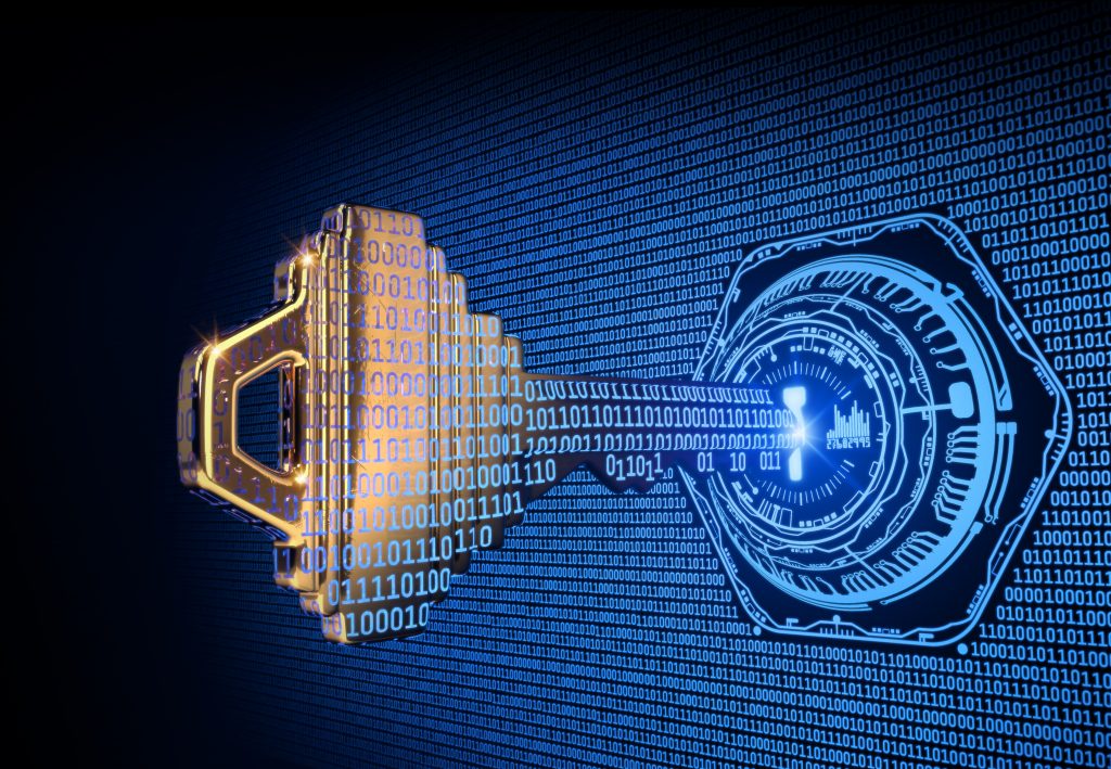 A Cybersecurity Concept Illustration; A Key Formed from Binary C