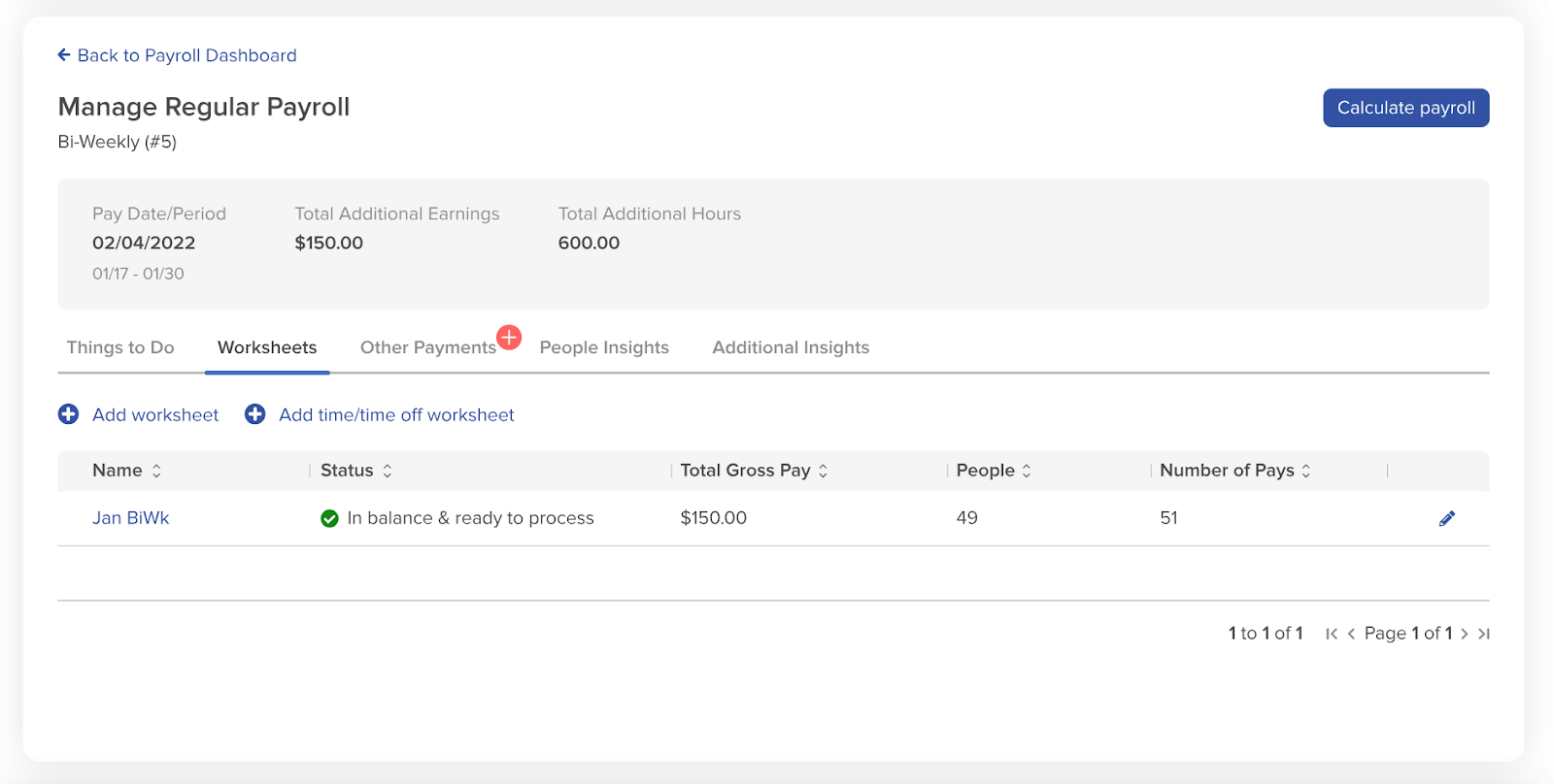 The dashboard for ADP TotalSource showing how you can manage payroll.