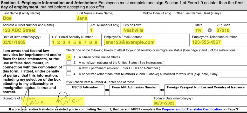 How To Fill Out I 9 Form