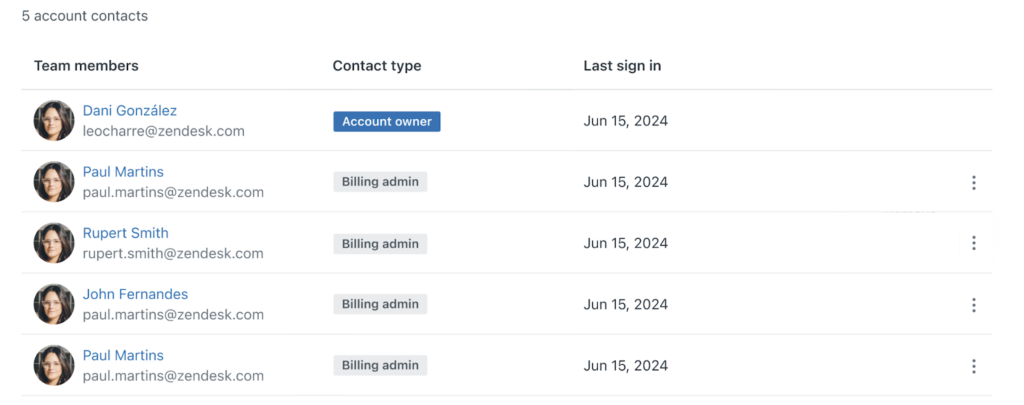 Zendesk consolidation of the settings for account owner and billing admins on a single page.