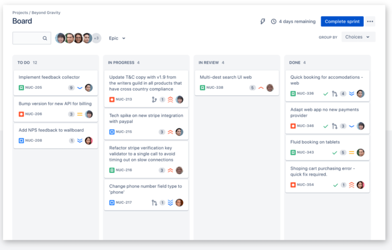 Jira scrum board feature.