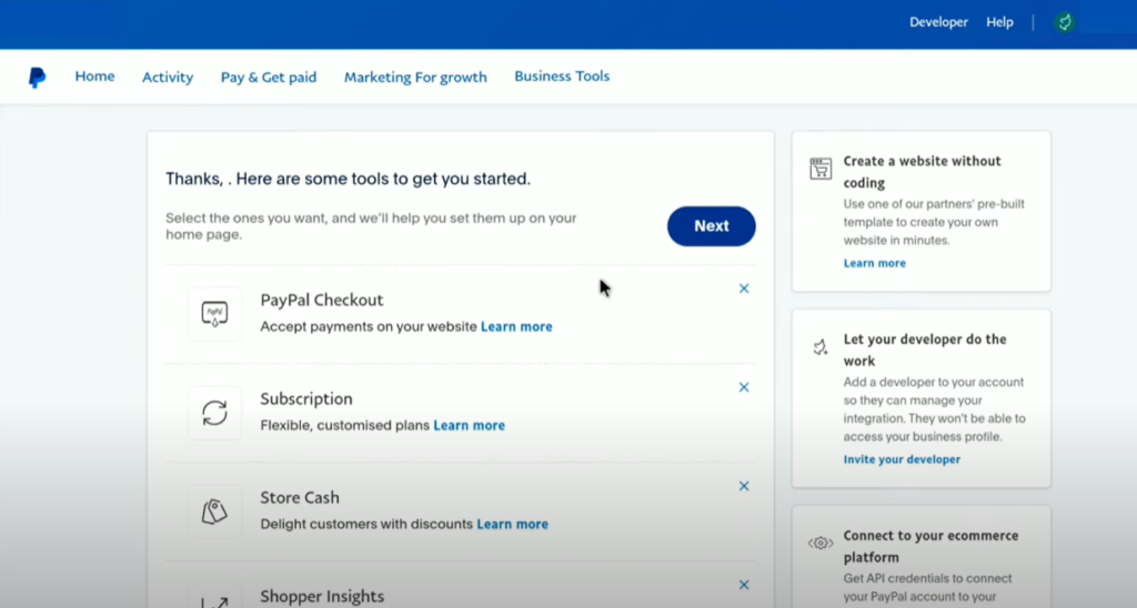 PayPal Business offers tools such as subscription plans and customer insights.