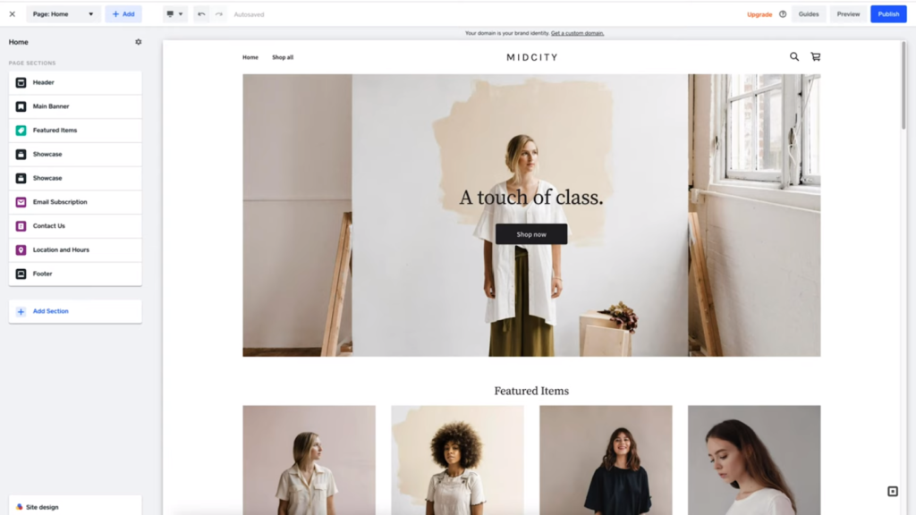 Square's ecommerce site builder.