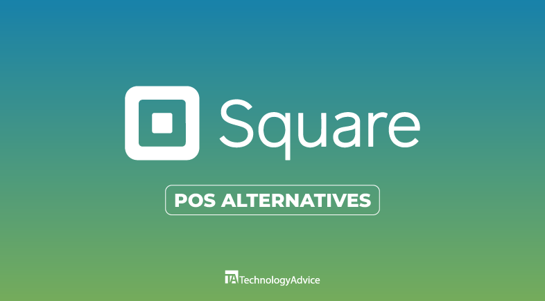 Square POS Alternatives logo on a green and blue gradient background.