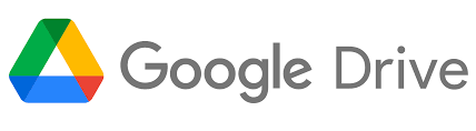 Google drive logo with the name and the colored triangle logo.