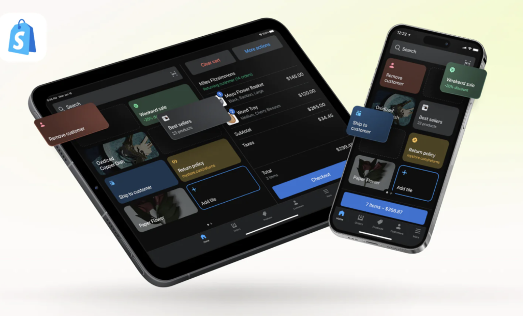Shopify POS app on iPad and smartphone
