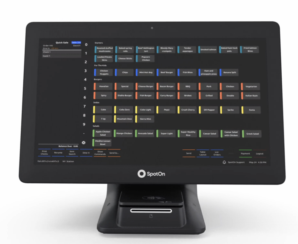 SpotOn POS software display