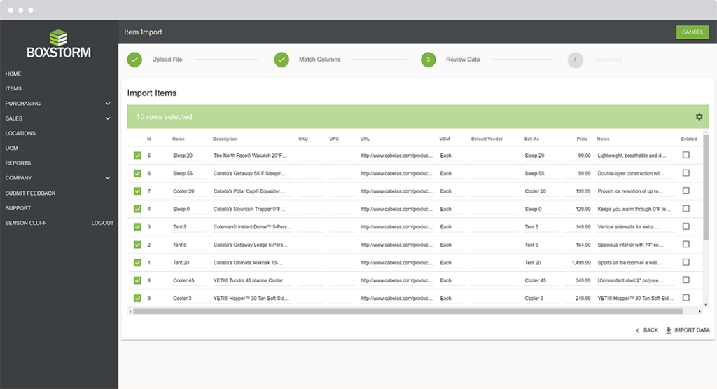 Boxstorm dashboard.