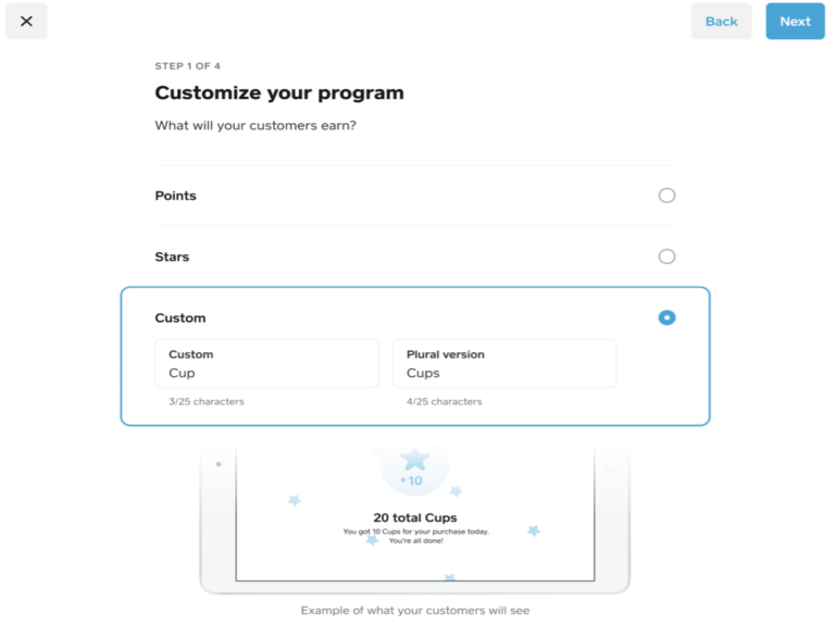 Square customize your loyalty program page