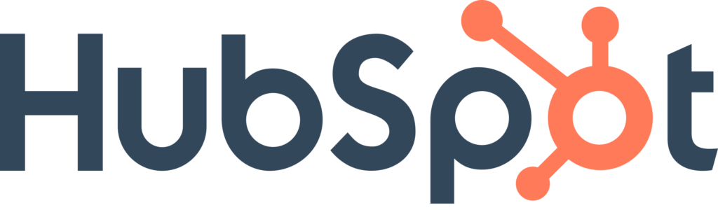 HubSpot logo in dark blue and orange with spikes coming from the letter O.