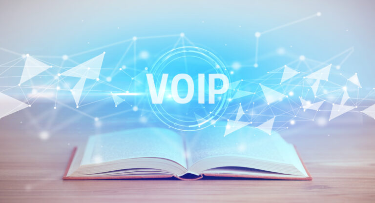 VoIP concept image on top of a book.
