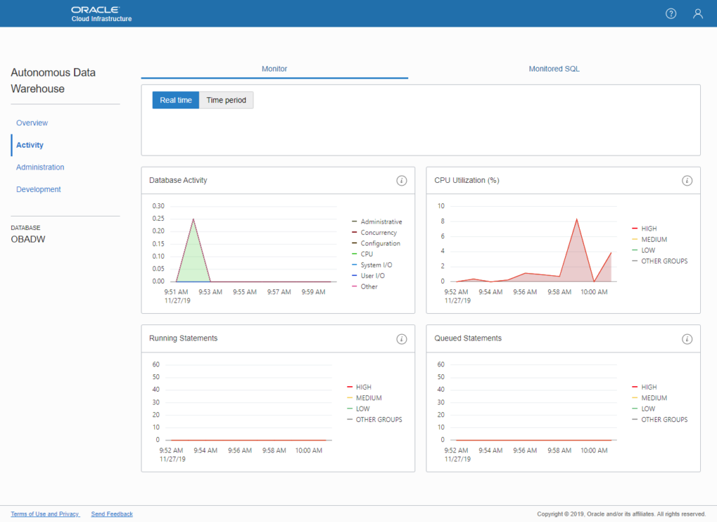 Oracle Autonomous Data Warehouse screenshot.