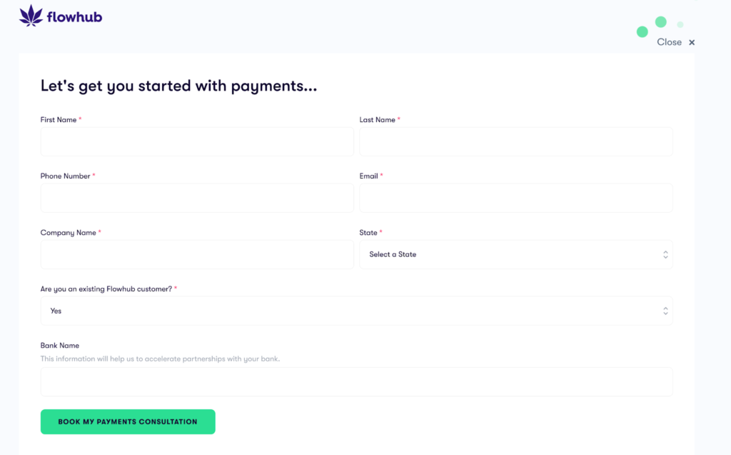 Flowhub online consultation form.