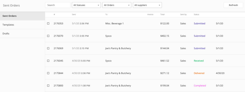 Lightspeed Advanced Inventory Purchase Order Management Dashboard.