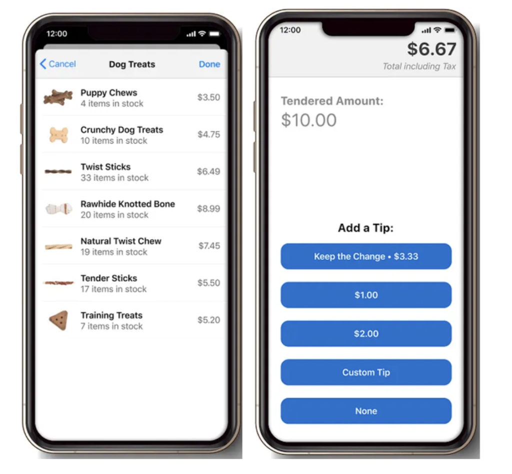 SwipeSimple mobile POS app with sample catalog and transaction.