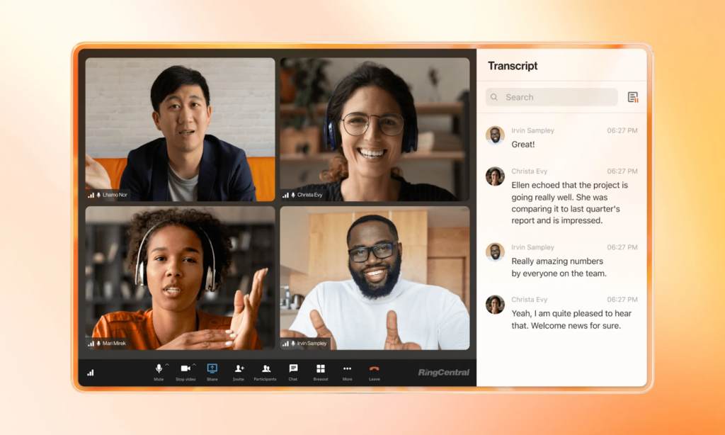 RingCentral's AI transcription tool.