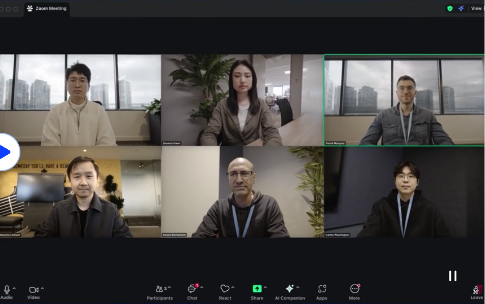 Zoom video conferencing interface.