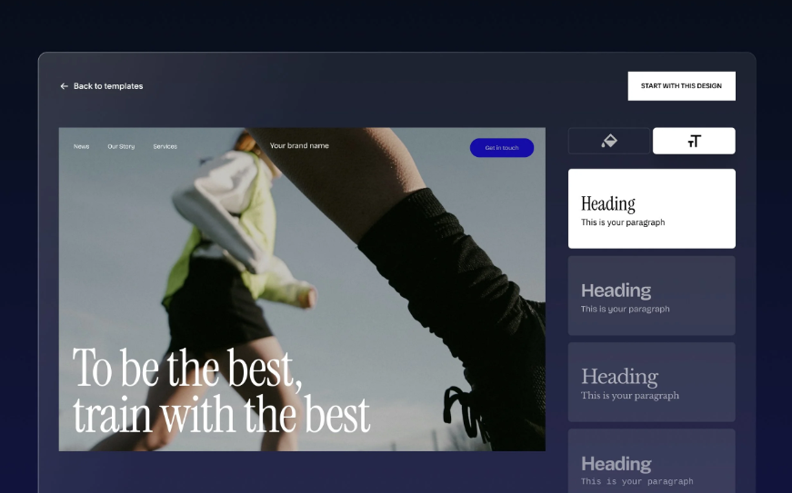 Squarespace AI templates with options for website fonts and layouts.