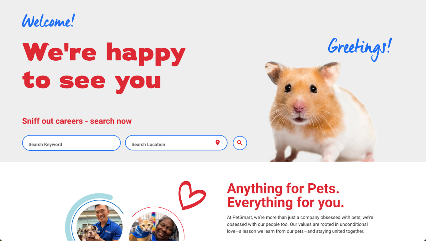 PetSmart career page showcases the employee experience.