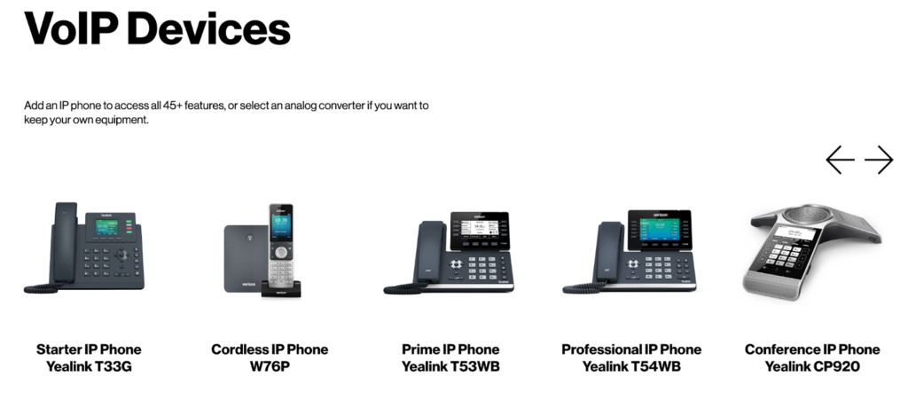 A list of VoIP devices compatible with Verizon Wireless.