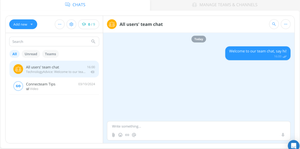 A screenshot of Connecteam's chat feature.