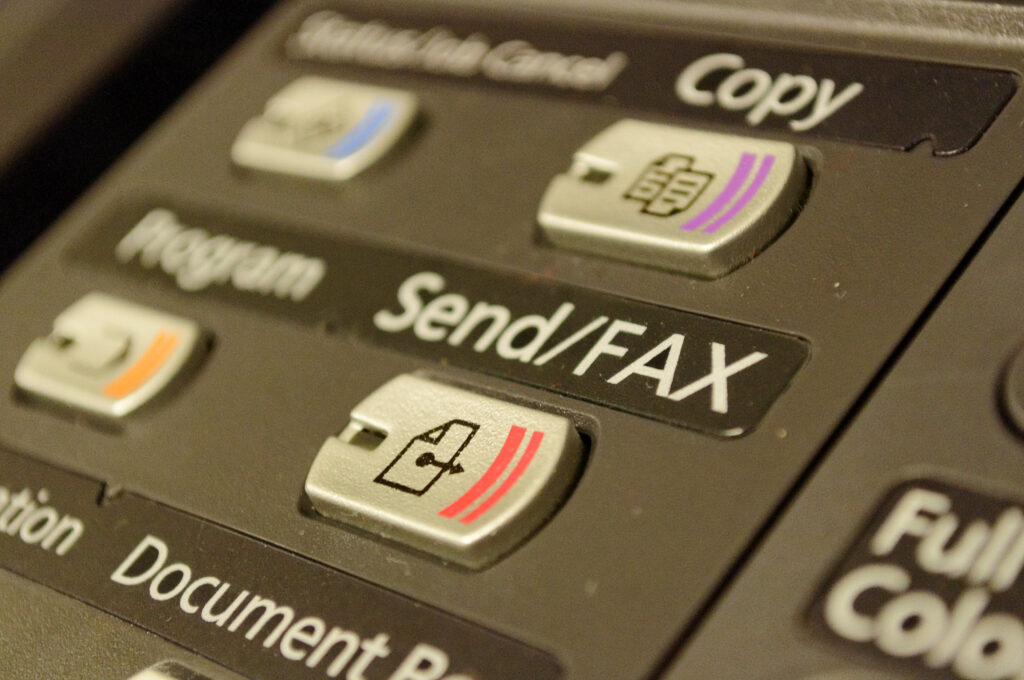 Fax machine close up.