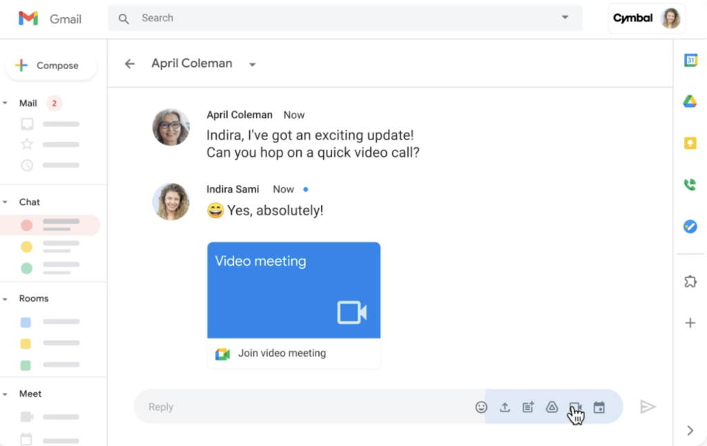 A screenshot of Google Chat in action.