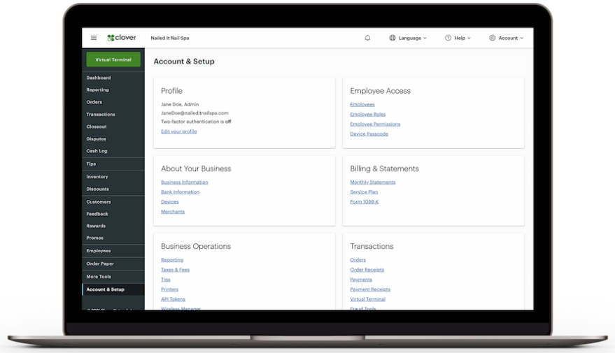 Clover dashboard