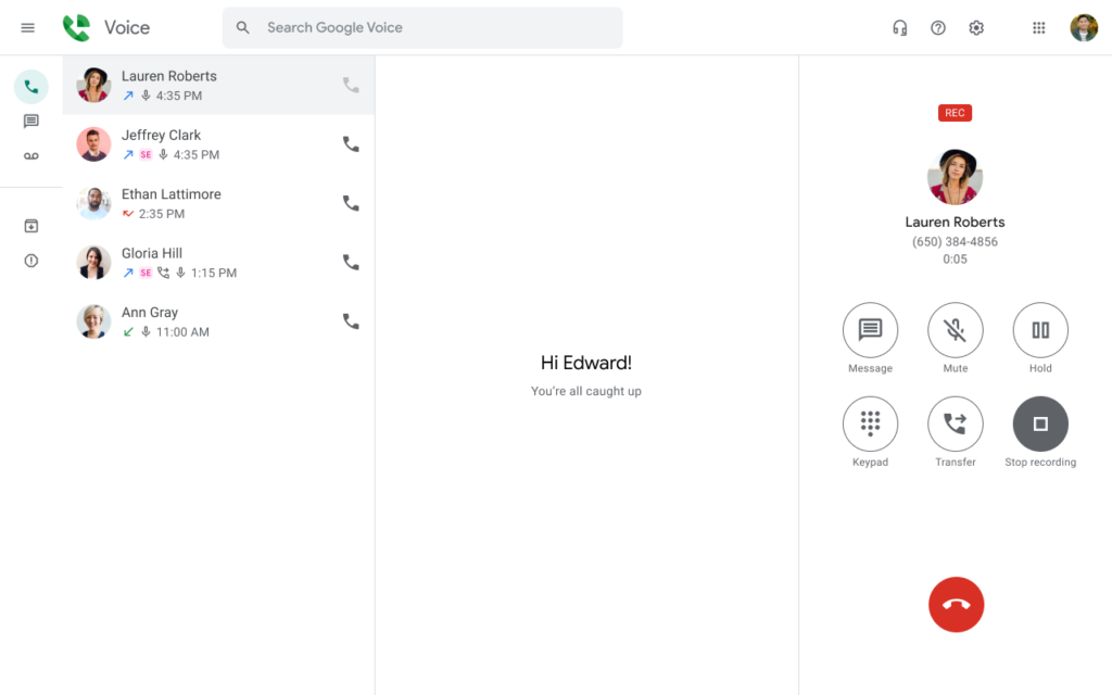 Google Voice call recording