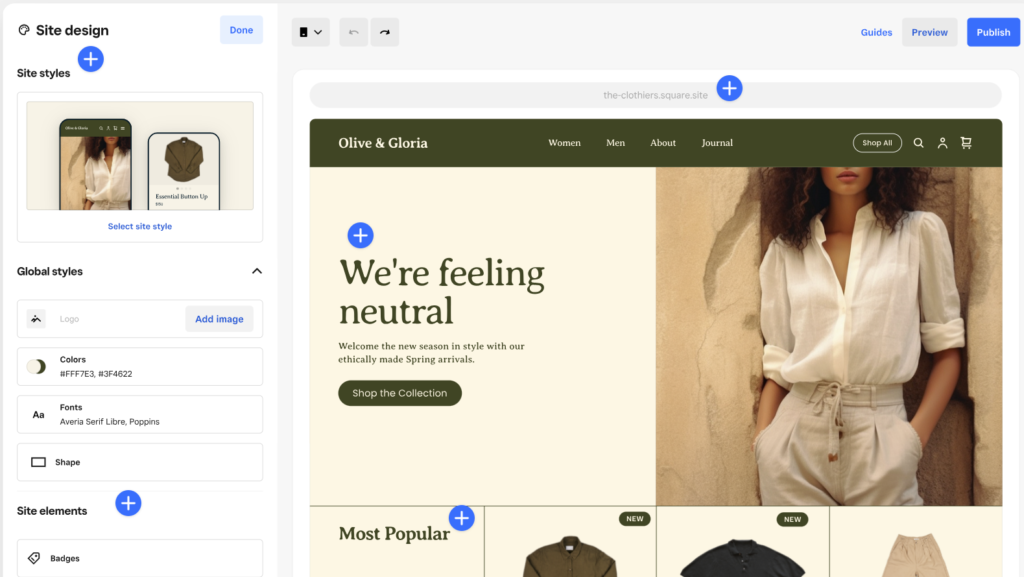 Square comes with Square Online, a free fully customizable website builder. 