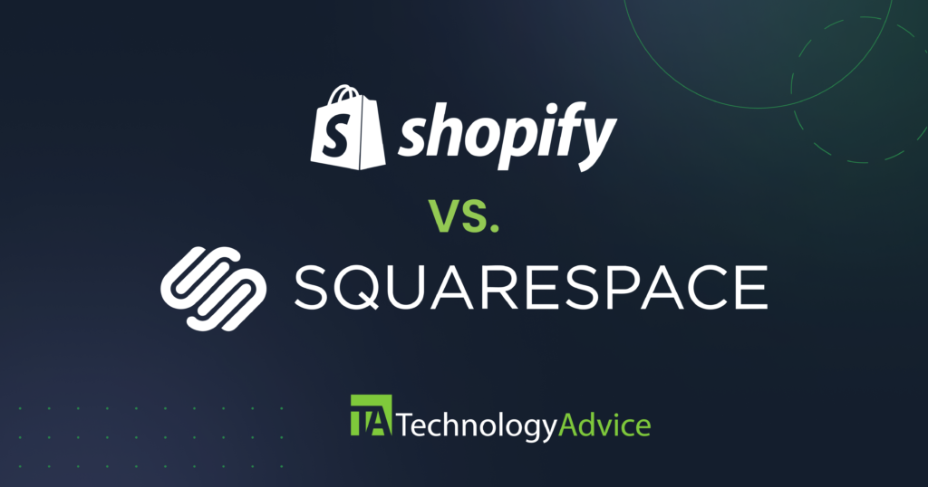 TA Article Featured Image that says "Shopify vs Squarespace"