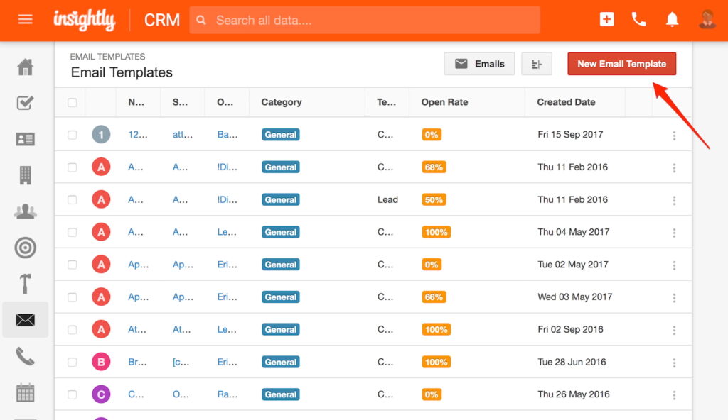 Insightly CRM email templates.