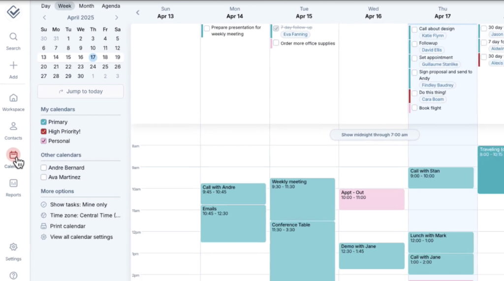 Less Annoying CRM calendar and task management.