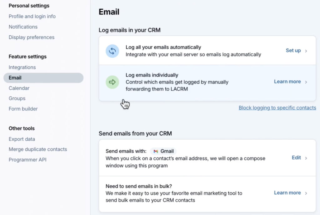 Less Annoying CRM email logging options.