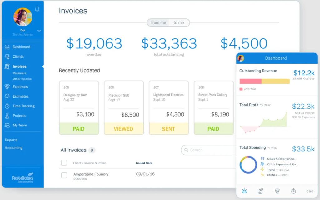 FreshBooks invoice screenshot