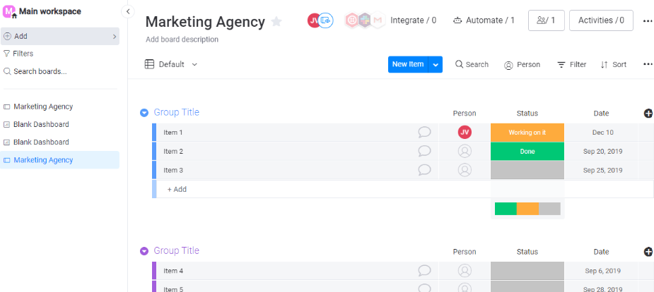 monday.com screenshot