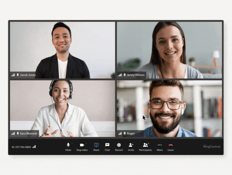 Sample video meeting in RingCentral.